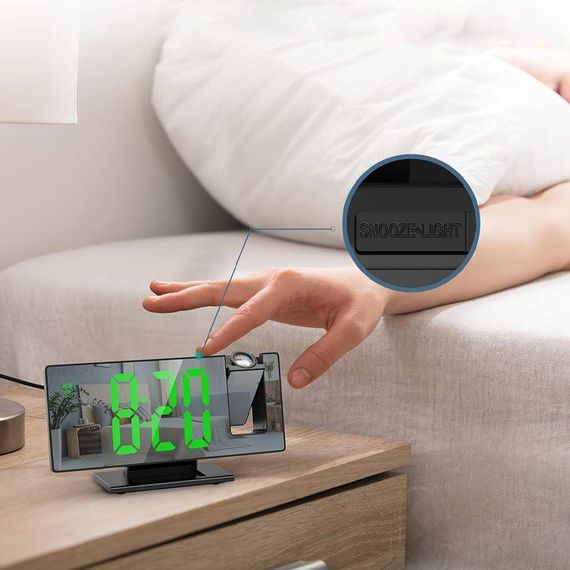 Годинник настільний з проекцією часу, DS-3618LP, від USB / Дзеркальний годинник з будильником / Електронний годинник з LED | Зображення 5