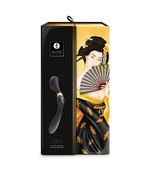 Вибромассажер Shunga Zoa Black, двусторонний sexstyle | Зображення 9