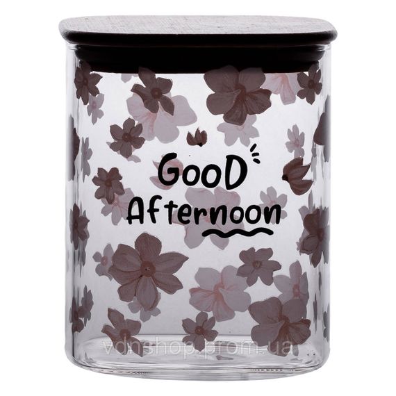 Банка для сыпучих продуктов с бамбуковой крышкой 900 мл емкость для сыпучих стекло HP-34-24 | Зображення 3