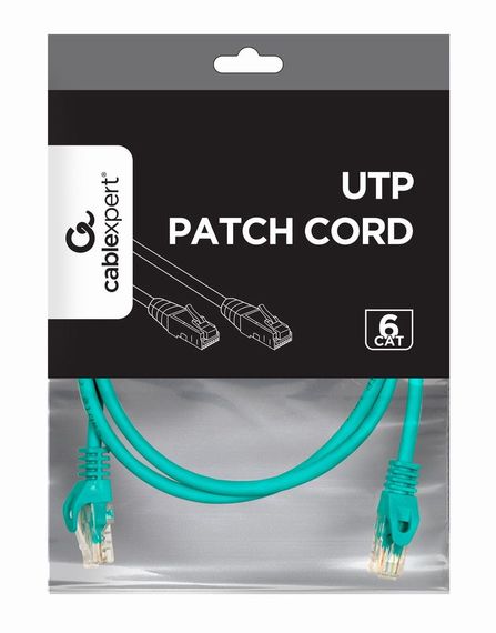 Патч корд Cablexpert PP6U-0.5M/G, UTP, категорія. 6, литий,  50u" штекер із фіксатором, 0,5 м,  зелений | Зображення 2