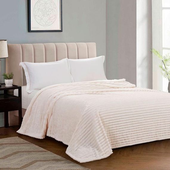 Плед флісовий в смужку(3 см) айворі Love You 200 x 220 см