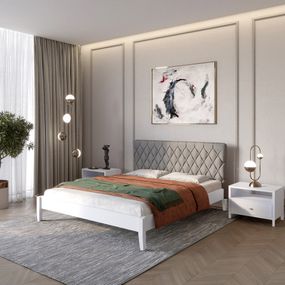 Двоспальне дерев&#039;яне ліжко Mebigrand Венеція ДК Сіро-блакитний (S2010R80B)/Аляска 93 (Сірий) 140х190 см (MBG-5525)