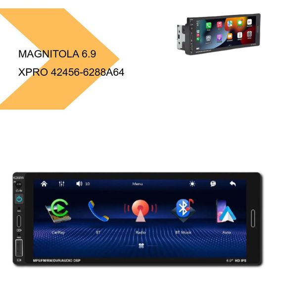 Універсальна магнітола 6.9 дюймів, Android 12 з підтримкою CarPlay, XPRO, 1DIN (42456-6288A64_3234) | Зображення 1