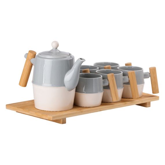 Чайный набор на 6 персон с бамбуковой подставкой серый HP-15-22 | Зображення 4