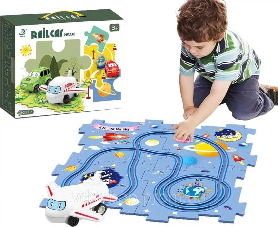 Пазл для дітей "Railcar Puzzle" з іграшковим літаком (5 деталей)