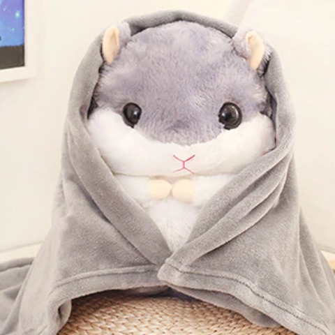 Іграшка-подушка Хом'як з пледом 3 в 1 Сірий