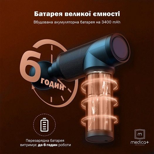 Перкуссионный ручной массажер для тела и мышц Medica+ MassHand Pro 5.0 гарантия 1 год | Зображення 3