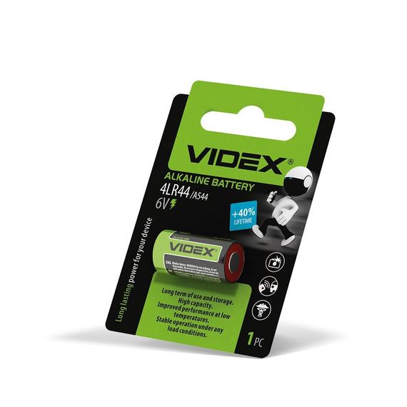 Батарейка лужна Videx 4LR44/A544  1шт BLISTER | Зображення 1