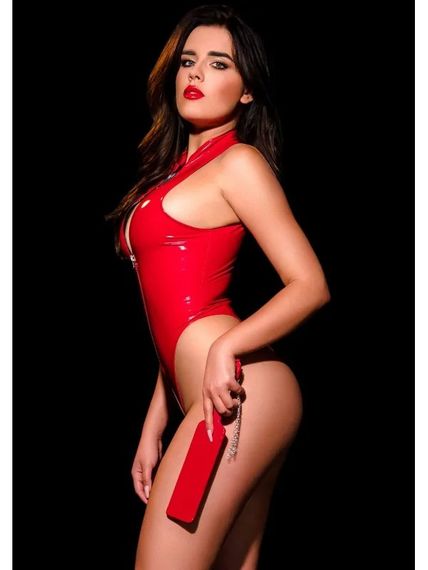 Соблазнительное глянцевое боди Oh My G! Tokyo Body с молнией спереди, красное, M-L sexstyle | Зображення 2