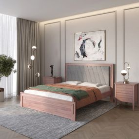 Полуторне дерев'яне ліжко Mebigrand Торонто Т6 Горіх лісовий/Аляска 93 (сірий) 120х200 см (MBG-9685)