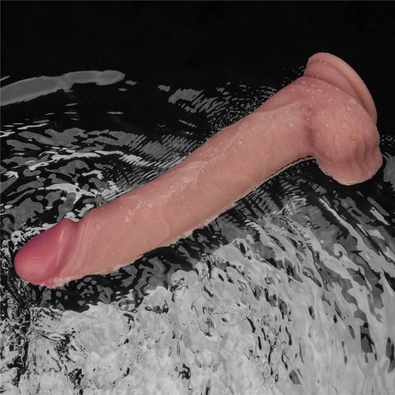 Реалістичний вібратор - Vibrating Sliding Skin Pro II Dual Layer Silicone Dong 10" Flesh Sex Aura | Зображення 8