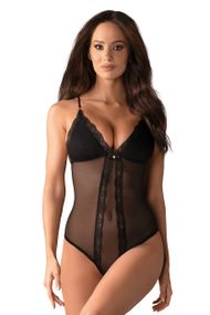 Боди с разрезом Obsessive 841-TED-1 Черный L/XL