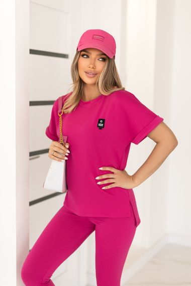 Женский спортивный костюм с лосинами и футболкой GF8711 цвет розовый размер 42/44 | Зображення 2