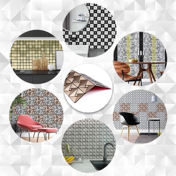 Самоклеюча алюмінієва плитка 300х300х3мм Мідна зі стразами SW-00001416 (D) | Зображення 4