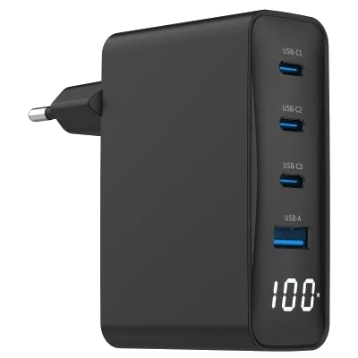 Gembird TA-UC-PDQC100LCD-01-BK PD 100W Зарядний пристрій - Повербанки