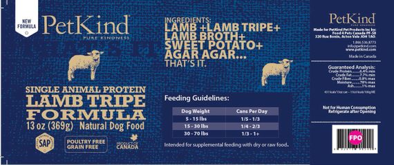 Вологий корм для собак з ягнятком PetKind Lamb Tripe Single Animal Protein Formula, 369 гр | Зображення 1