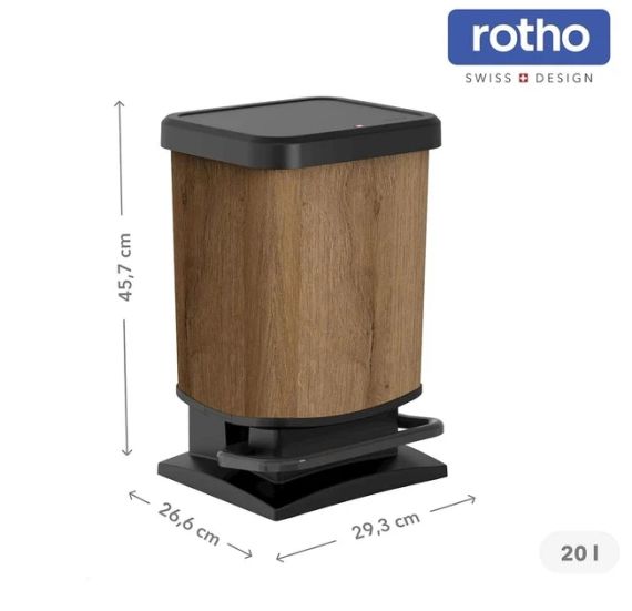 Контейнер для сміття з педаллю Rotho (Рото) Paso 20 л (17540) під дерево | Зображення 1