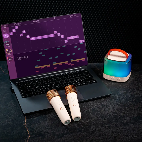 Портативна Bluetooth-колонка T7 з LED підсвічуванням / Караоке-колонка для дітей та дорослих 2 мікрофони | Зображення 2