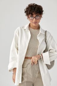 Вельветова класична сорочка - молочний цвет, ONE SIZE (є розміри)