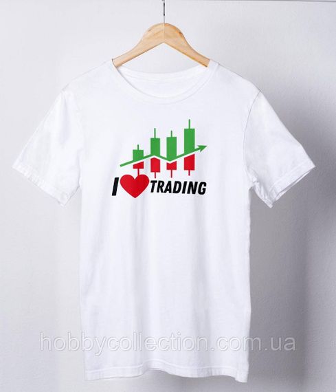 Футболка жіноча із принтом "I Love Trading" біла