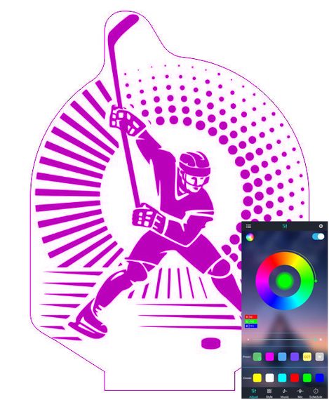 Акриловий світильник-нічник керування з телефона Хокей tty-n001485