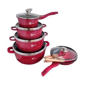 Набор посуды гранитный + набор утвари 17 предметов HIGHER+KITCHEN HK-305 Красный