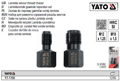Набор ремонта різьби лямбда-зонду YATO M12x125/M18x15 2 предмети YT-1756