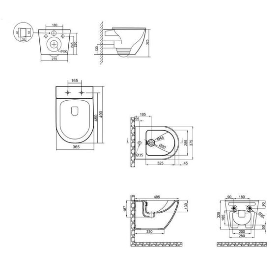 Комплект Qtap Robin Matt Black 2 в 1: унітаз підвісний Ultra Quiet QT13332381ASMB + біде підвісне QT1355046FMB | Зображення 1
