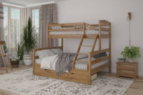 Двухъярусная детская кровать iSmart Чикаго Орех светлый 140-80х190 см с ящиками (DDMBG-2237)