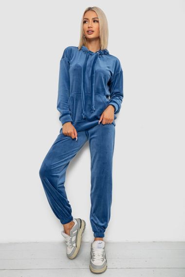Спортивный костюм женский велюровый, цвет джинс, 241R1530-5