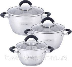 Набор 3 кастрюли Kamille Marsaili 1.8л, 2.5л, 3.5л с силиконовыми ручками KM-5754
