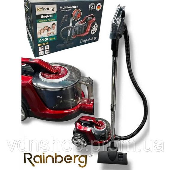 Пылесос безмешковый Rainberg RB-2320 Контейнерный пылесос 4500Вт с НЕРА-фильтром Мощный циклонный DL-72