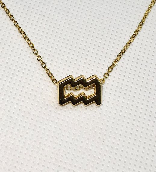 Колье Primo с подвеской знак зодиака Aquarius (Водолей) - Gold | Зображення 1