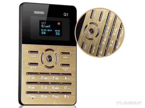 Мини мобильный маленький телефон Card Phone Q1 Gold | Зображення 1