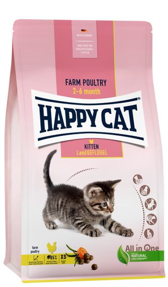 Сухий корм для кошенят з м'ясом птиці Happy Cat Kitten Land Geflugel, 1.3 кг