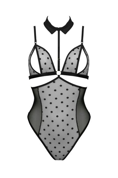 Боді з відкритими грудьми Passion DOMINICA BODY S/M black, комір-чокер, корсет | Зображення 2