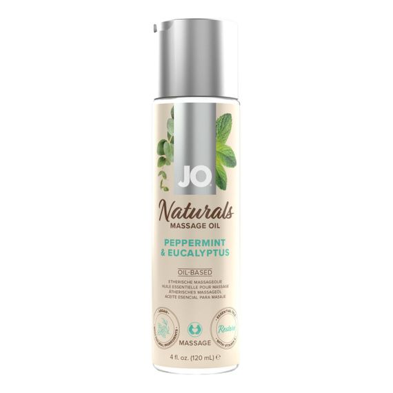 Массажное масло JO Naturals Massage Oil Peppermint & Eucalyptus с эфирными маслами (120 мл) sexstyle