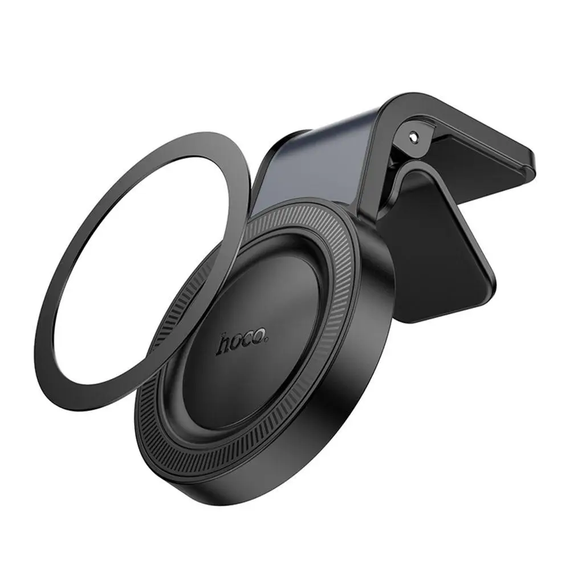 Автодержатель для смартфонов Hoco H59 магнитный из ABS и алюминия с кольцевым магнитом черный-серый | Зображення 3