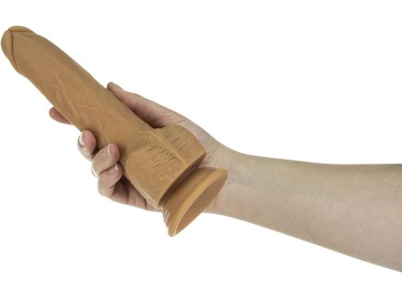 Фалоімітатор з пульсацією Naked ADDICTION Dominic 9″ Caramel, пульт ДК, діаметр 4,2 см | Зображення 3