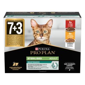 Набір вологого корму для котів з яловичиною та куркою Purina Pro Plan Sterilised 85 гр х 10 шт