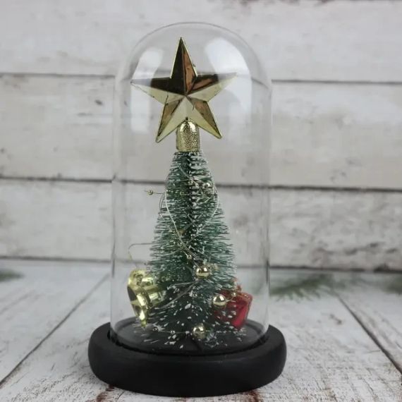 Нічник новорічна ялинка у скляній колбі gold star | Зображення 7