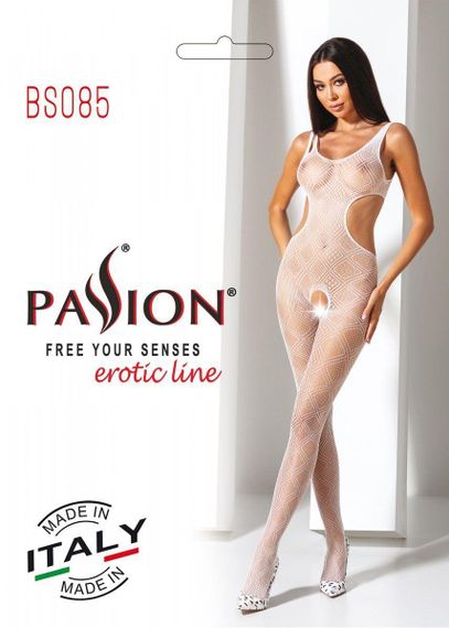Еротичний бодістокінг з малюнком Passion BS085 white sexstyle | Зображення 3