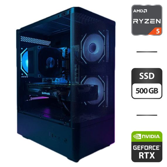 Ігровий ПК ProLogix Lumi Tower / AMD Ryzen 5 5500 (6 (12) ядер по 3.6 - 4.2 GHz) / 16 GB DDR4 / 500 GB SSD / nVidia GeForce RTX 2060 Super, 8 GB GDDR6, 256-bit б/в