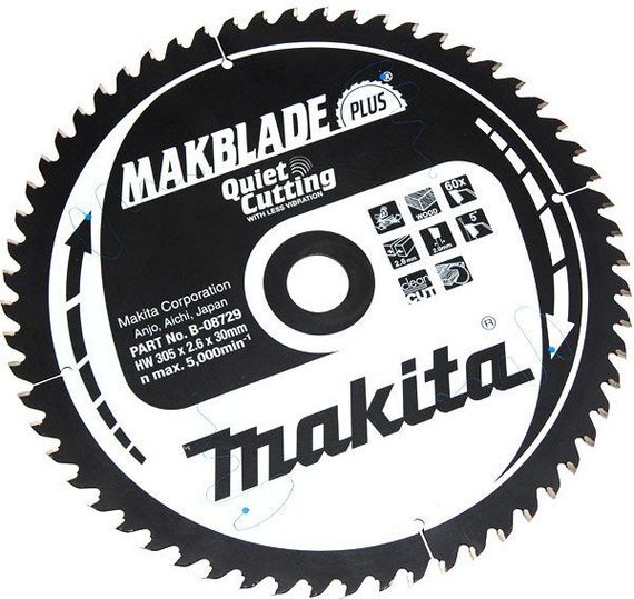 Диск пильный по дереву 305х30 мм 60T Makita Makblade Plus B-08729