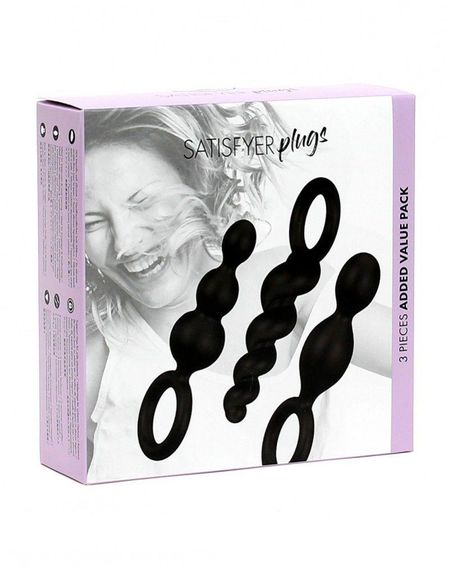 Набор анальных игрушек Satisfyer Plugs black (set of 3) - Booty Call, макс. диаметр 3 см sexstyle | Зображення 3