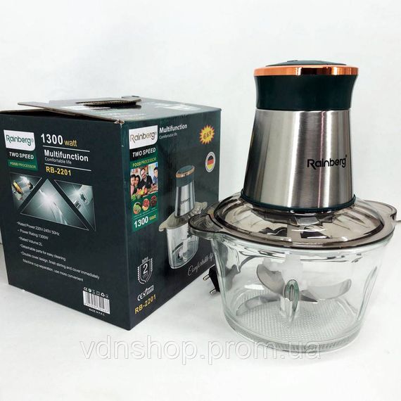 Блендер с защитой от разбрызгивания Rainberg RB-2201 1300 Вт, Кухонный блендер комбайн с чашей JY-10 | Зображення 6