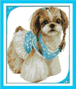 Набор для вышивания по нанесённой на канву схеме "Lady Dog(2). AIDA 14CT printed 20*26см