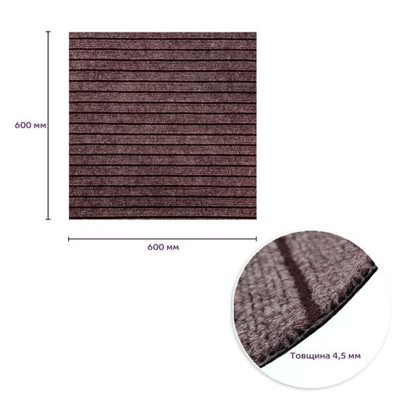 Самоклеюча плитка під ковролін моко 600х600х4,5мм SW-00002489 | Зображення 2