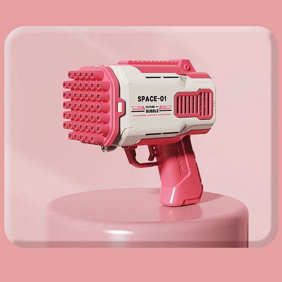 Пістолет для мильних бульбашок Bubble Gun 698-20 з насадками на 32/45 отворів 50ml Pink | Зображення 4