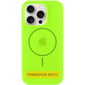 Чохол Silicone Case Full Protective (AA) with MagSafe для Apple iPhone 16 Plus (6.7") Салатовий / Neon green